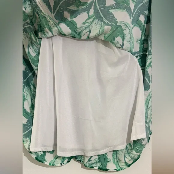 Green Leaf-Print Spaghetti Strap Summer Dress - Size XS - Picture 4 of 5